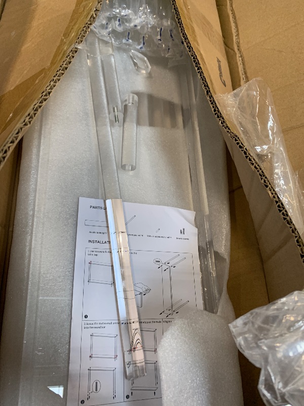 Photo 1 of ** DAMAGE ** DigDozer Acrylic End Table, Modern Minimalist Acrylic Side Tables, Clear Side Table for Living Room, Bedroom, Office, Drink Table (12" D x 12" W x 21" H, Transparent)