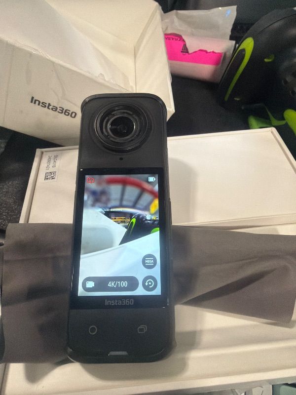 Photo 1 of *** missing charger/power cord *** Insta360 X4 - Waterproof 8K 360 Action Camera, 4K Wide-Angle Video, Invisible Selfie Stick Effect, Removable Lens Guards, 135 Min Battery Life, AI Editing, Stabilization, for Sports, Travel