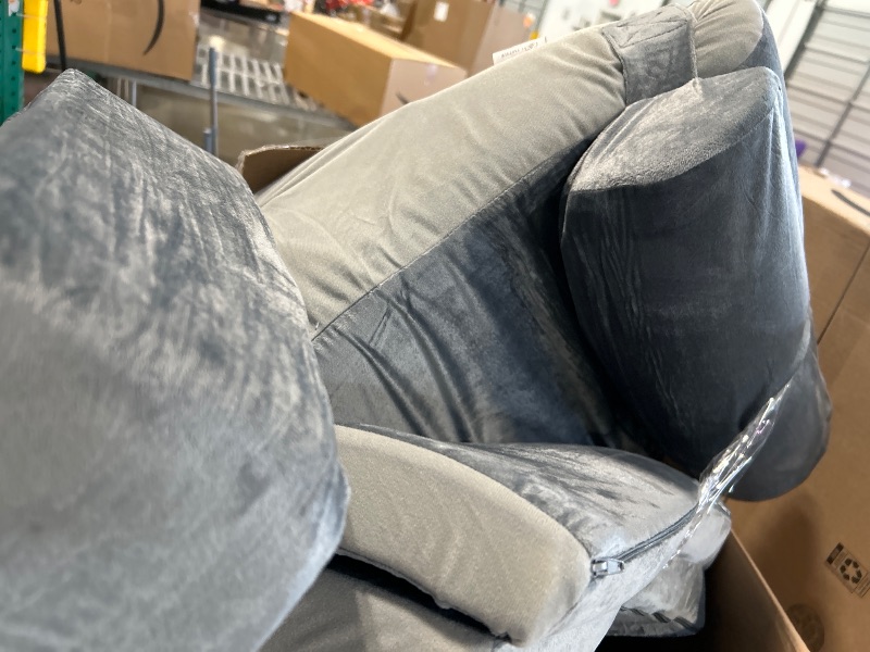 Photo 1 of  Floor Chair with 14-Position Adjustable, Couch Recliner with Soft Flannel Fabric Cover, Heavy Duty Metal Support, Folding Gaming Floor Chair for Adults, Reading (24” x 19.5” x 20”,Gray)