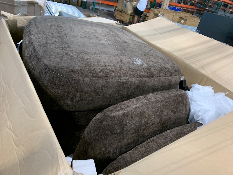 Photo 1 of *** TAPE ADHESIVE ON CUSHION ****  Christopher Knight Home Mores Low Profile Accent Chair Set of 2, Modern Living Room Armless Lounge Chair, Fabric Comfy Reading Chair for Bedroom, Wooden Frame and Thick Padded Seat, Black+Dark Brown