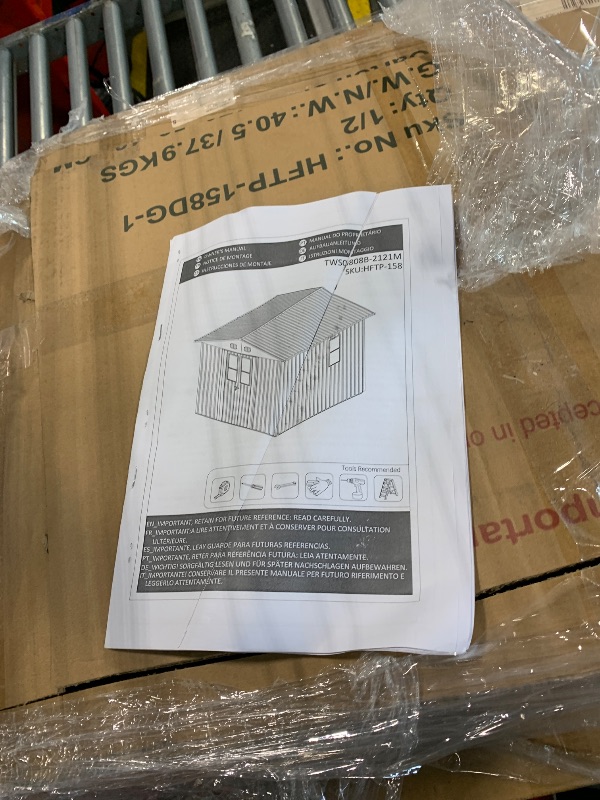Photo 1 of *** SET OF 2 BOXES**** YOPTO 8x8 SF Outdoor Storage Shed,Metal Shed with Lockable Doors & 4 Daylight Windows,Garden Tool Shed w/Air Vents & Sloped Roof, Ideal for Backyard,Patio,Lawn,Dark Gray