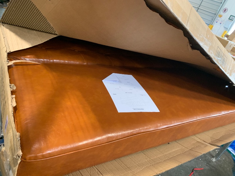 Photo 1 of *** PARTIAL SET ** MISSING BOX WITH LEGS AND ARMS **** Trygoal Modern PU Leather 3-Seat Couch, Adjustable Backrest Convertable Sofa, Sleek Minimalist Fold Out Couch Loveseat with Armrests, Sofa for Living Room Home Office Spaces, Brown