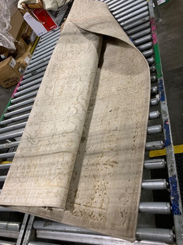 Photo 1 of ***STOCK PHOTTO SIMILAR NOT EXACT *** DIRTY NEEDS TO BE WASHED ***  Washable Area Rug for Living, Bedroom & Dining Room, Ultra Soft Faux Wool Retro Large Carpet, Non-Slip/Shedding Low Pile Vintage Print for Home Office Decor, Beige Ivory Cream Brown Camel