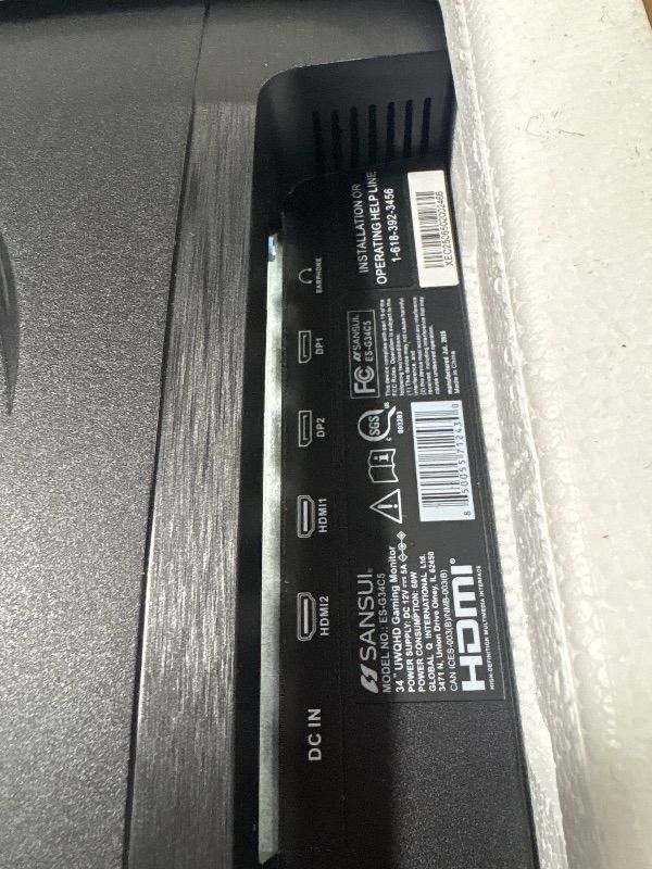 Photo 1 of ***FINAL SALE NO RETURN ***
**SCREEN IS DAMAGED/PARTS ONLY**
SANSUI 34-Inch Curved Gaming Monitor UWQHD 3440 x 1440 Up to 165Hz Curved 1500R - PIP/PBP, 1ms(MPRT), HDR, 300nits, sRGB 125%, DCI-P3 95%,FreeSync,HDMIx2,DP1.4(Cable Included)