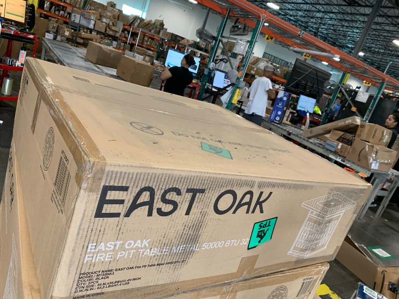 Photo 1 of *** FACTORY SEALED **** EAST OAK 32'' Propane Fire Pit Table, 50,000 BTU Steel Gas Fire Pit for Outdoor, Outside Patio Deck and Garden, CSA Certified Fire Table with Magnetic Lid, Cover-Storage Basket and Lava Rock, Black