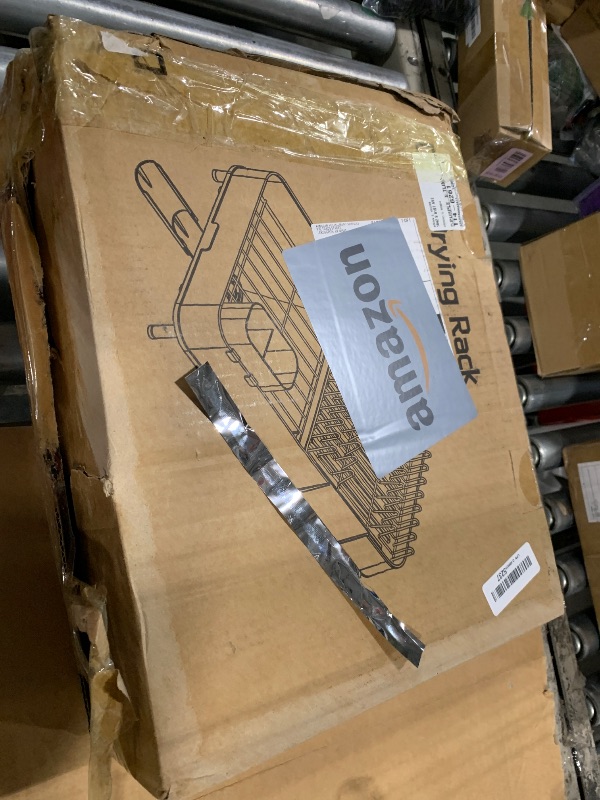 Photo 1 of ***DAMAGED, SELLING AS IS FOR PARTS FINAL SALE**Urackify Dish Drying Rack, 304 Stainless Steel Dish Drainer with Removable Utensil Holder & Drain Board, Rustproof Space-Saving Dish Rack for Kitchen Countertop, Grey***DAMAGED, SELLING AS IS FOR PARTS FINAL