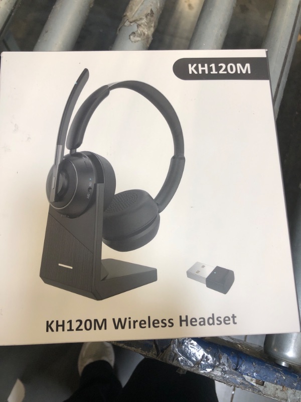 Photo 1 of (2025 Upgraded) Wireless Headset with Mic for Work, Bluetooth Headset with Noise Canceling Microphone with Dongle, Charging Base & Mic Mute, Wireless Headphones for Work from Home/PC/Computer
