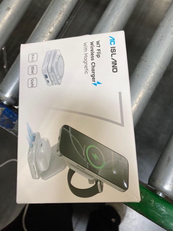 Photo 1 of ***MISSING POWER CORD, DEFECTIVE, SELLING AS IS FOR PARTS, FINAL SALE***5-in-1 Wireless Charger for MagSafe, AC ISLAND Portable Travel Charging Station, 35W Max Fast Foldable Magnetic Stand, Evolved for iPhone 17-12 & Air Series, Apple Watch, AirPods (wit