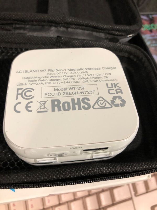 Photo 1 of ***MISSING POWER CORD, DEFECTIVE, SELLING AS IS FOR PARTS, FINAL SALE***5-in-1 Wireless Charger for MagSafe, AC ISLAND Portable Travel Charging Station, 35W Max Fast Foldable Magnetic Stand, Evolved for iPhone 17-12 & Air Series, Apple Watch, AirPods (wit