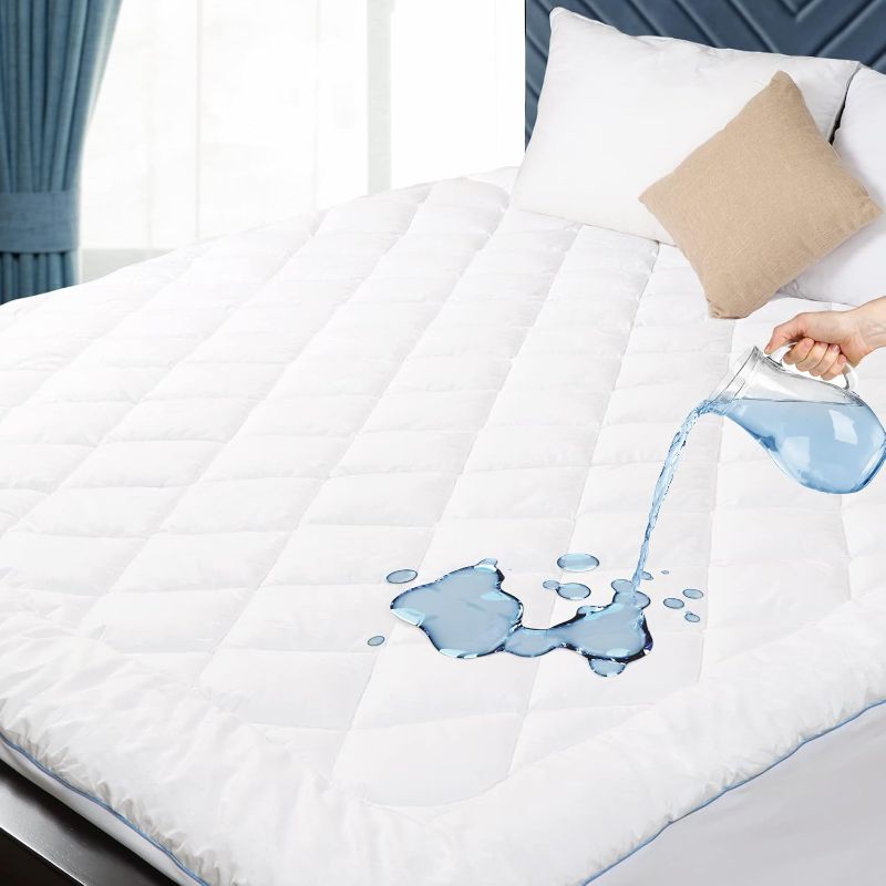 Photo 1 of ***DAMAGED*** King Size Mattress Protector Waterproof Quilted Mattress Cover Cotton Mattress Pad Cover Extra Deep Pocket 18-22" Thin Version Hypoallergenic & Soft