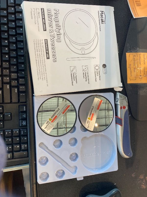 Photo 1 of ***MISSING PIECES*** Macaki 20X/30X/40X Magnifying Mirror with Suction Cups and Tweezers Set, 3.5 inches Travel Magnified Makeup Mirror, Black, 3PCS