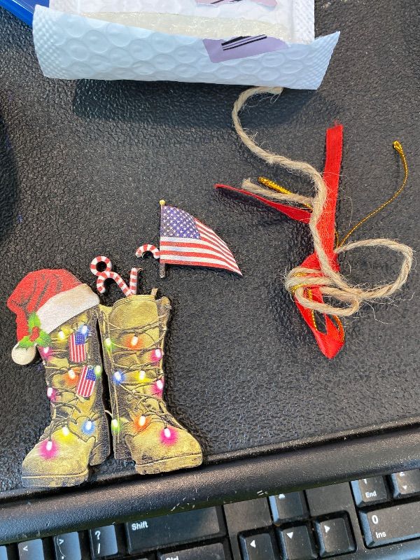 Photo 1 of ***MINOR DAMAGE*** Piratify Military Uniform Boots Hat Ornament 2025 Veteran Ornament US Army Ornaments for Christmas Tree Military Christmas Ornaments Tactical Soldier Patriotic Decorations Army Gifts for Veteran (A1)