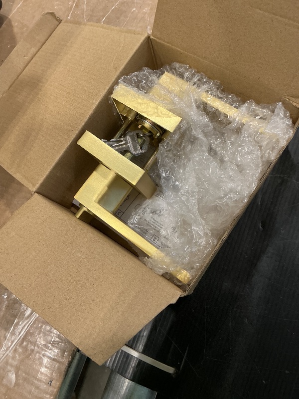 Photo 1 of *USED*
JO.KO Golden Door Handles with Lock and Keys,Brushed Golden Door Knobs,Satin Brass Door Handle Set,Interior/Exterior Door Lever for Bedroom Bathroom,Front Doors