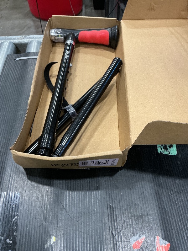 Photo 1 of **MISSING PARTS**
HEALTHBAZAAR Walking Cane with LED Light, Folding Canes for Men & Women with Shock Absorption - Adjustable, Lightweight Collapsible Walking Sticks with Comfort Grip Handle, Heavy Duty All Terrain Tip
