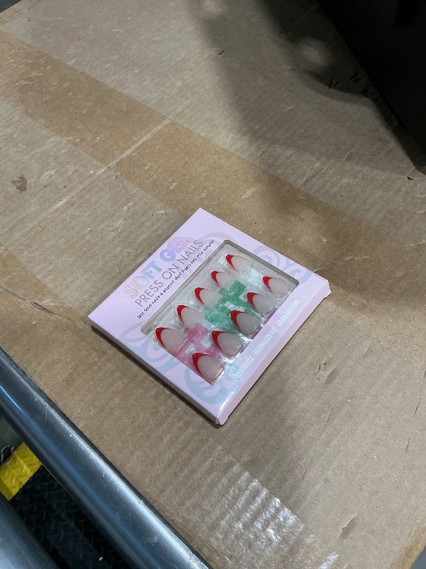 Photo 1 of ***SIMILAR ITEM***KQueenest Red French Tip Press On Nails Short Almond, 30 Pcs Press On Nails With Glue, Glossy Soft Gel Short Fake Nails Press ons, Reusable Natural Nude Glue on Nails for Women DIY Manicure