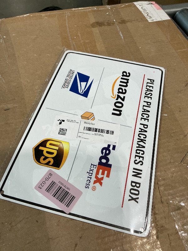 Photo 1 of *MINOR DAMAGE*
Bestylez Please Place Packages in Box Delivery Sign for Outdoor Use 12 x 8 Inch (025)