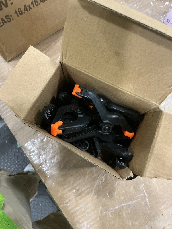Photo 1 of *MISSING PARTS - ONLY 7 pcs*
12 Pack Plastic Spring Clamps, 3.5inch Small Heavy Duty Clips for Crafts, Backdrop Stand, Woodworking, Photography Studios (Black)