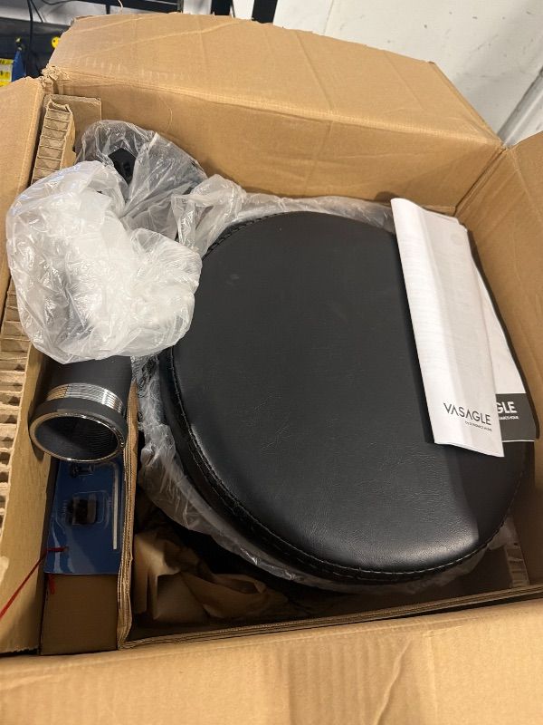 Photo 1 of ****ONLY ONE STOOLS*****VASAGLE EKHO Collection - 360° Swivel Bar Stools Set of 2, Height Adjustable Barstools with Storage, Synthetic Leather with Stitching, Mid-Century Modern, Kitchen Bar, Easy Assembly, Ink Black