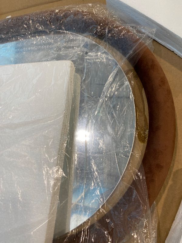 Photo 1 of ***MINOR DAMAGE*** Delma Arched Full Length Mirror, Free Standing Floor Velvet Finish Frame Mirror for Leaning or Hanging, Soft Touch Bedroom & Living Room Decor, Brown