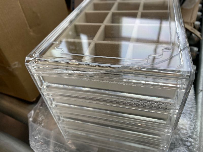 Photo 1 of ***MINOR DAMAGE*** GUOER 5 Drawers Clear Jewelry Box for Women and Girls, Acrylic Earring Holder Organizer Ring Holder Display Storage, Warm White