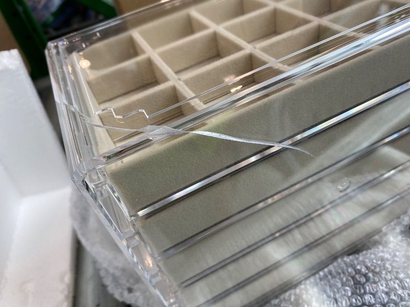 Photo 1 of ***MINOR DAMAGE*** GUOER 5 Drawers Clear Jewelry Box for Women and Girls, Acrylic Earring Holder Organizer Ring Holder Display Storage, Warm White
