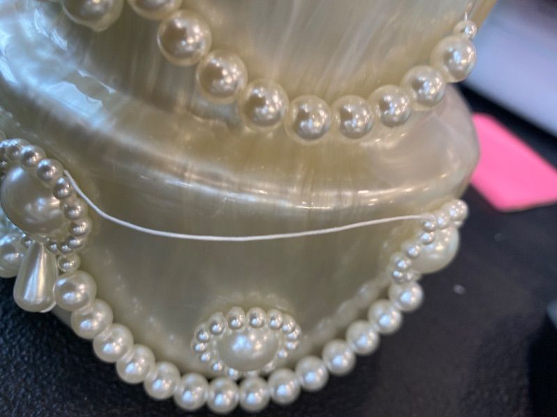 Photo 1 of ***MINOR DAMAGE*** Mini Acrylic Cake Shaped Clutch for Women Pearl Acrylic Evening Bag Unique Evening Handbag Purse for Wedding Party Prom