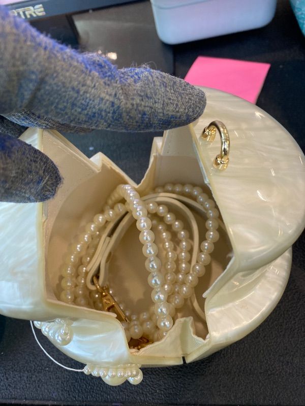 Photo 1 of ***MINOR DAMAGE*** Mini Acrylic Cake Shaped Clutch for Women Pearl Acrylic Evening Bag Unique Evening Handbag Purse for Wedding Party Prom