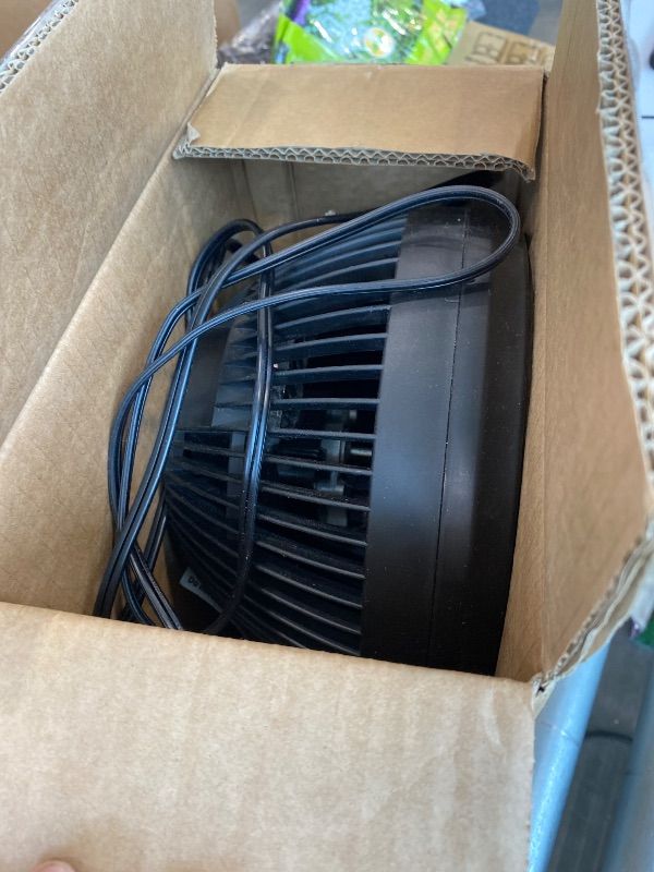 Photo 1 of *UNTESTED*
Amazon Basics Air Circulator Fan, Desk Fan for Bedroom, Home and Office, With 90-Degree Tilt Head, 3 Speed Settings, Lightweight (3 LBS), 35 Watts, Black, 11.1"W x 6.3"D x 10.9"H