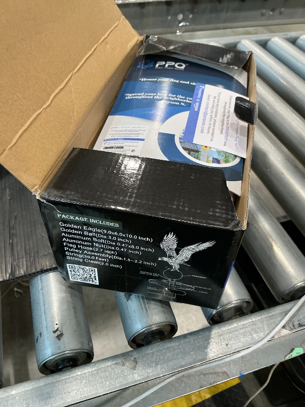 Photo 1 of **MISSING PARTS** PPQ Flag Pole Eagle Topper 11" Gold & Parts Hardware Repair Kit. 50FT Halyard Rope | 4" Zinc Cleat Hook | Flag Swivel Snap Clips | Pulley Truck for 1.6"-2.1" OD Flagpoles(20/25/30FT)