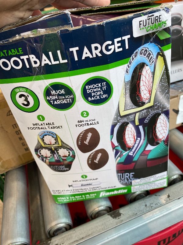 Photo 1 of *UNTESTED*
Franklin Sports Kids Football Target Toss Game with 3 Target Holes - 2 7.25" Footballs Included with Pump - 45" Tall