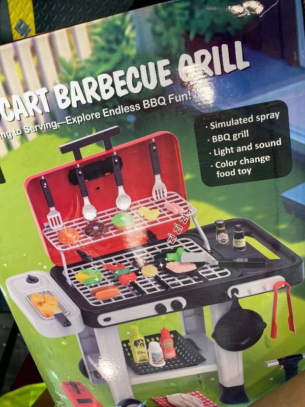 Photo 1 of *MINOR DAMAGE - USED*
86PCS Kids Play Kitchen Toys: Kids Grill Playset with Smoke, Sound, Light, UV&Water Color-Changing Play Food, Pretend Kids Kitchen Playset, Interactive BBQ Outdoor Toys, Birthday Gift for Toddler