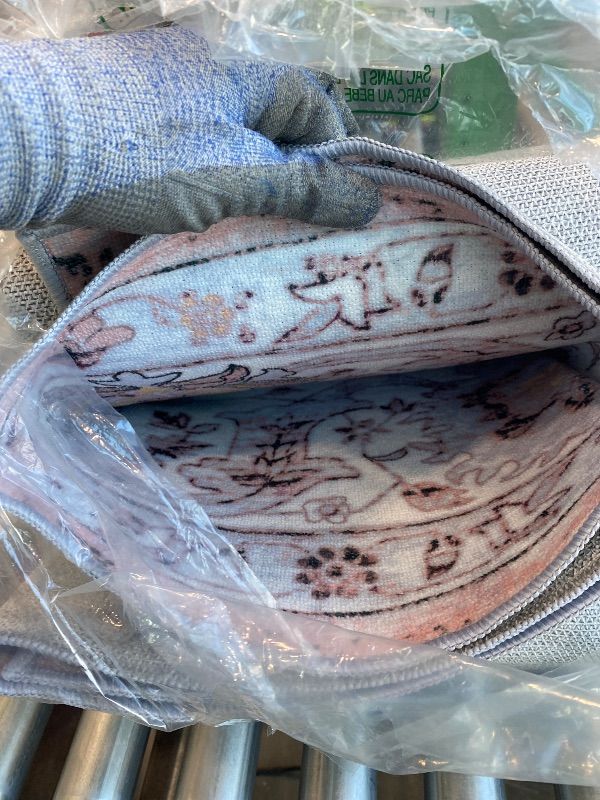 Photo 1 of ***VERY USED*** 6x9 Washable Area Rug Pink Living Room Non Slip Chenille Floral Vintage Bedroom Carpet Stain Resistant Indoor Low-Pile Soft Patterned Printed Dining Room Rugs