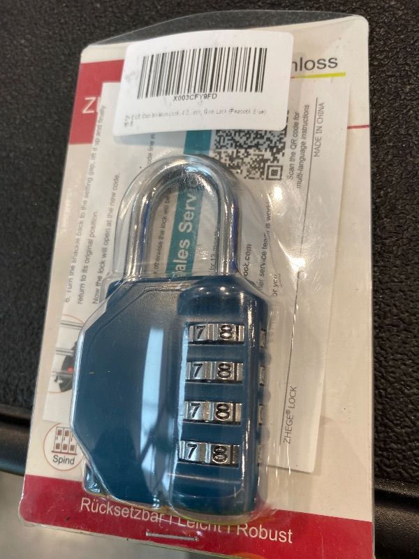 Photo 1 of *UNTESTED*
ZHEGE Combination Lock, 4 Digit Combination Padlock Outdoor, School Lock, Gym Locks (Peacock Blue)