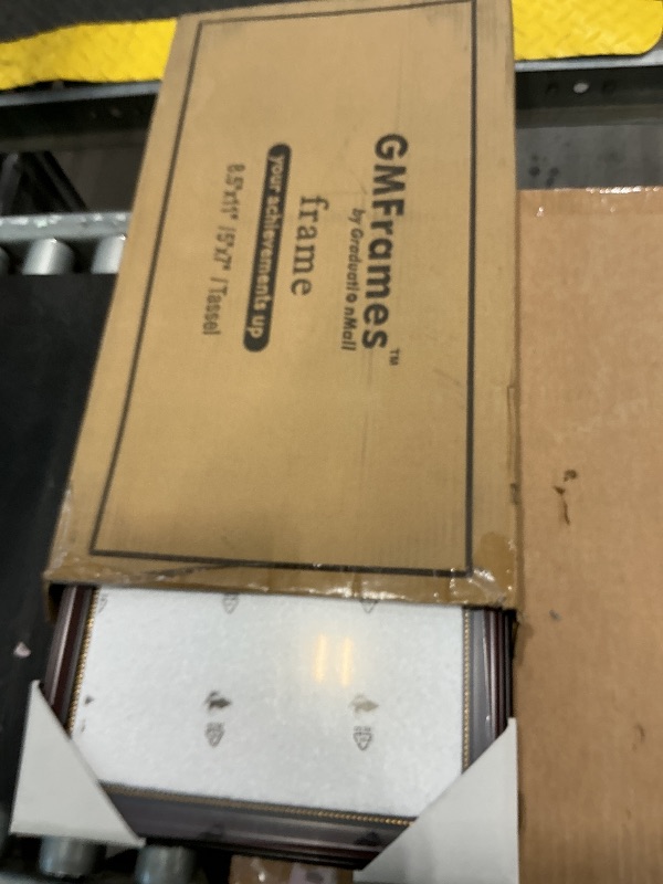 Photo 1 of ***MAJOR DAMAGE*** GraduationMall 11x22 Mahogany Diploma Frame with Tassel Holder and Picture for 8.5x11 Certificate 5x7 Photo,Real Glass,Black over Gold Mat