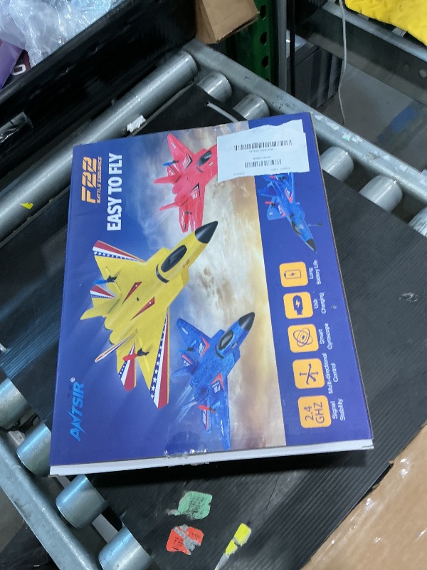 Photo 1 of ***MISSING CHARGER*** ANTSIR RC Plane F22 Raptor, Durable Foam Remote Control Airplane 2.4GHz with Smart Gyro/LED Lights/2 Rechargeable Batteries, RC Jet Glider Toy Gift for Kids Boys Girls Adults