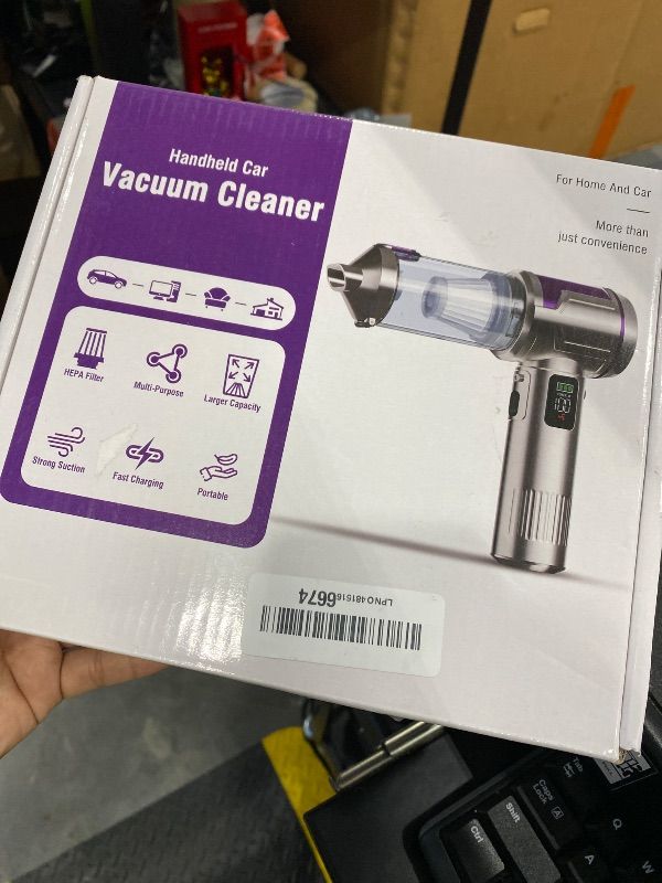 Photo 1 of *UNTESTED*
AOHPEGN Handheld Car Vacuum Portable Cordless, 22000Pa High-Power Suction Hand held Vacuum Cleaner & Air Duster for Car Cleaning, Home, Office, Pet Hair | Multi-Nozzle, Washable Filter, LED Light