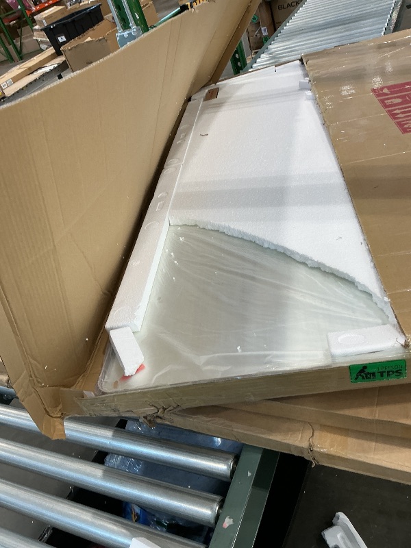 Photo 1 of *** mirror is missing adhesive ***LOAAO 72X40 Inch Bathroom Mirror with Wood Grain Colored Metal Frame, Rounded Rectangle Metal Framed Bathroom Mirror, Anti-Rust, Hangs Horizontally or Vertically, Tempered Glass