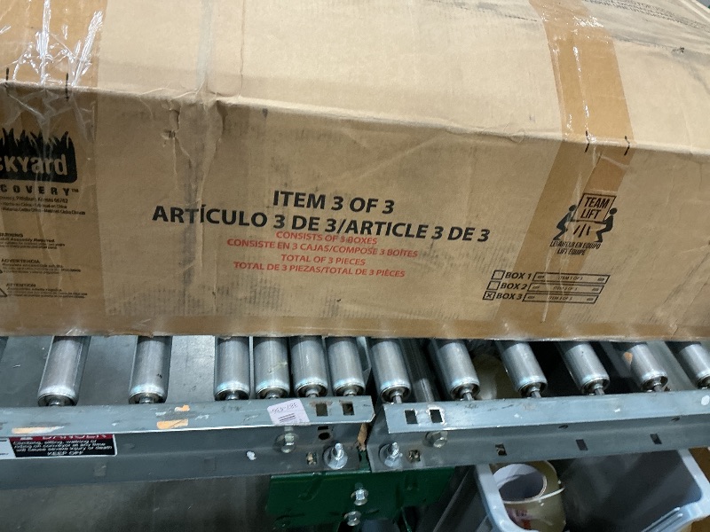 Photo 1 of *PARTIAL SET - ONLY Box 3/3, Missing Box 1/3 & 2/3*
Backyard Discovery Scenic Heights Elevated Cedar Wooden Kids Playhouse with Play Kitchen, Wrap-Around Deck, Toy Storage Bench, Saloon-Style Doors, Ladder, Stairs, and Growth Chart for Outdoor Play