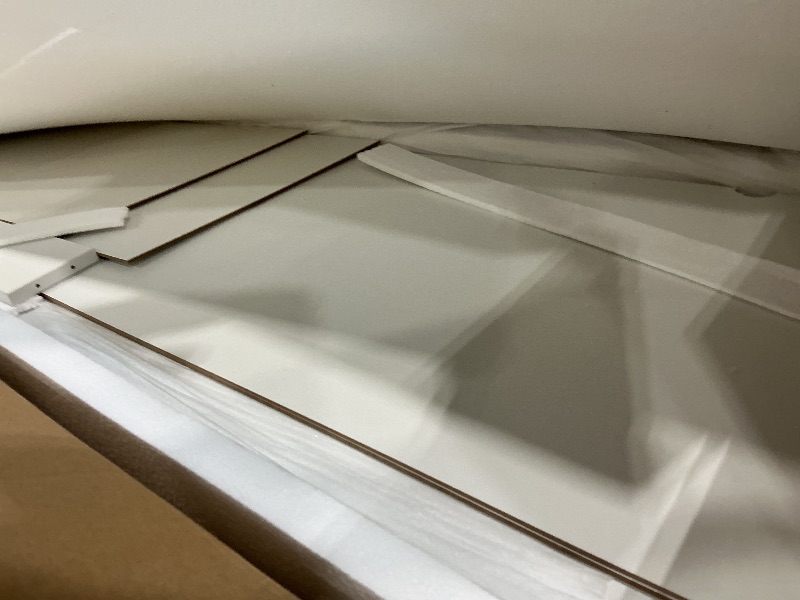 Photo 1 of *PARTIAL SET*
DWVO 56.3" Makeup Vanity with LED Lighted Mirror, Large Vanity Desk with RGB Glass Cabinets, Open Shelving, Built-in Power Strip & Cushioned Stool