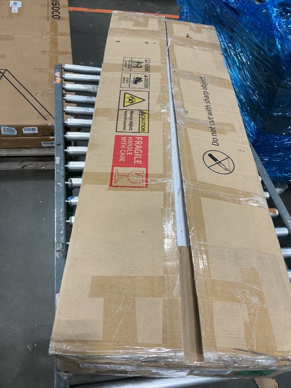 Photo 1 of *PARTIAL SET*
DWVO 56.3" Makeup Vanity with LED Lighted Mirror, Large Vanity Desk with RGB Glass Cabinets, Open Shelving, Built-in Power Strip & Cushioned Stool