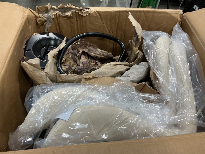 Photo 1 of *USED*
Shintenchi Bar Stools Modern Swivel Bar Chairs, Counter Height Faux Leather Metal Barstools, Upholstered Island Chairs with Back and Footrest, Beige