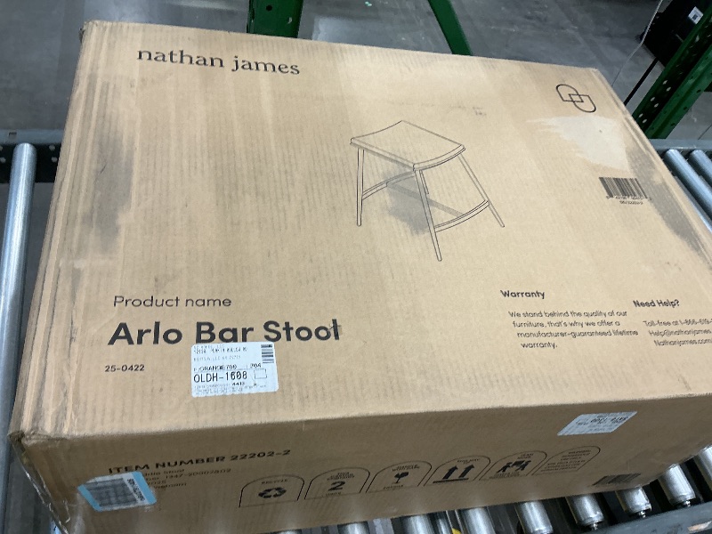 Photo 1 of *USED*
Arlo Modern Backless Upholstered Kitchen Counter Bar Stool with Double-Layered Saddle Seat and Black Metal Base, Brown/Matte Black, Set of 4