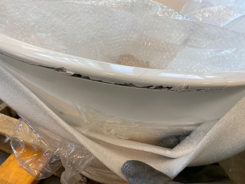 Photo 1 of **MAJOR DAMAGE**
WOODBRIDGE 59"Freestanding White Acylic Soaking Bathtub with Brushed Nickel Drain and Overflow,BTA1518 -B/N-Drain &O