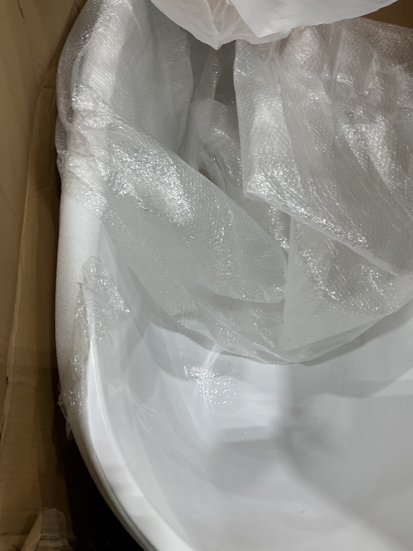 Photo 1 of **MAJOR DAMAGE**
WOODBRIDGE 59"Freestanding White Acylic Soaking Bathtub with Brushed Nickel Drain and Overflow,BTA1518 -B/N-Drain &O