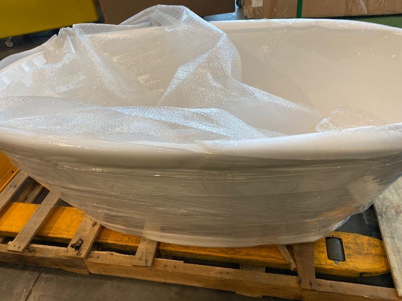 Photo 1 of **MAJOR DAMAGE**
WOODBRIDGE 59"Freestanding White Acylic Soaking Bathtub with Brushed Nickel Drain and Overflow,BTA1518 -B/N-Drain &O