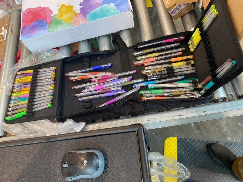 Photo 1 of ***MISSING PIECES*** Glitter Gel Pens with Case for Adult Coloring Books, 100 Color Glitter Pen Set 30% More Ink Neon Glitter Gel Marker for Journaling Crafting Doodling Drawing