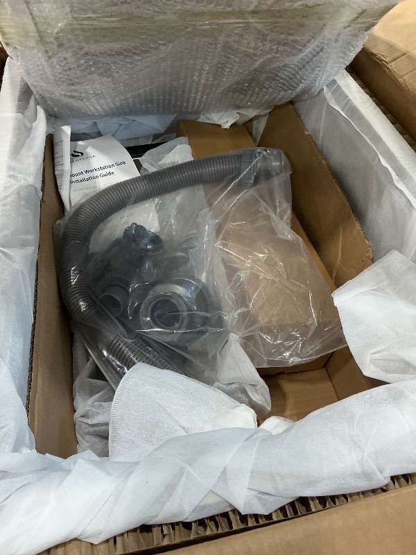 Photo 1 of *MINOR DAMAGE - USED*
SANYCASA 27 Inch Undermount Kitchen Sink with Quiet Drain - 11 Gauge Stainless Steel, Single Bowl - Multifunctional Handmade Modern Integrated Ledge Workstation Set -