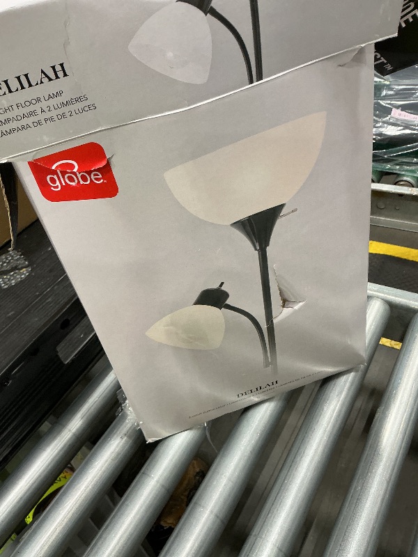 Photo 1 of **MISSING PARTS/check clerk comments**
GLOBE Electric 67135 72" Torchiere Floor Lamp and Adjustable Reading Light, Matte Black, Frosted Shade, Dual Rotary Switch, 3-Step Dimming, Modern Lighting for Living Room or Office