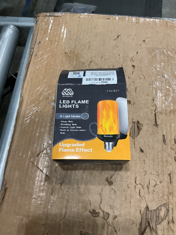 Photo 1 of ?Upgraded Flame?Morsatie LED Flame Light Bulbs, 4 Modes Flickering Light Bulbs with Gravity Sensor, E26 Fire Light Bulb for Halloween, Christmas, Party, Porch, Patio, Indoor Outdoor Decoration-2 Pack
