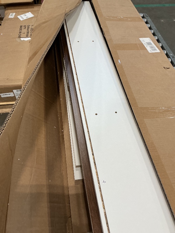 Photo 1 of *MISSING PARTS - Missing the hardware*
72" Coffee Bar Cabinet with Power Outlet & LED Light, Farmhouse Large Kitchen Hutch with Sliding Barn Door, Tall Bar Cabinets with Storage Drawers & Wine Glass Rack,Pantry China Cabinet for Home,White